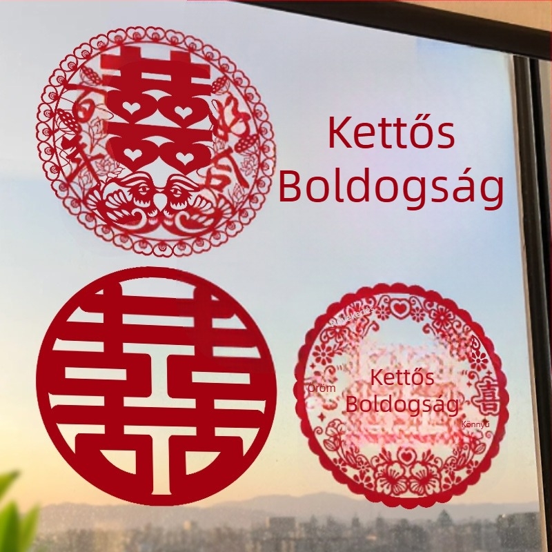 Esküvői elektrosztatikus ablakmatrica (PVC, Taocai, Nem importált, Kategória: Boldog szó)