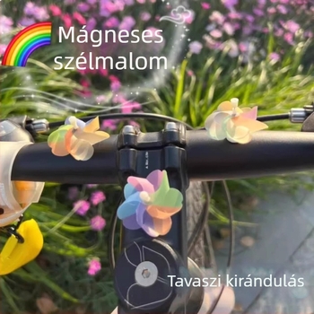 Kerékpár elő-keretére helyezhető szélmalom dísz sakura motívummal – 3D matrica, ragasztóval történő telepítés