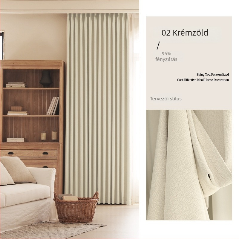 Kétoldalas jázmin mintás Chenille függönyök, Francia stílusú könnyű luxussal, Magas árnyékolás 71–99%, Nappali és hálószoba számára