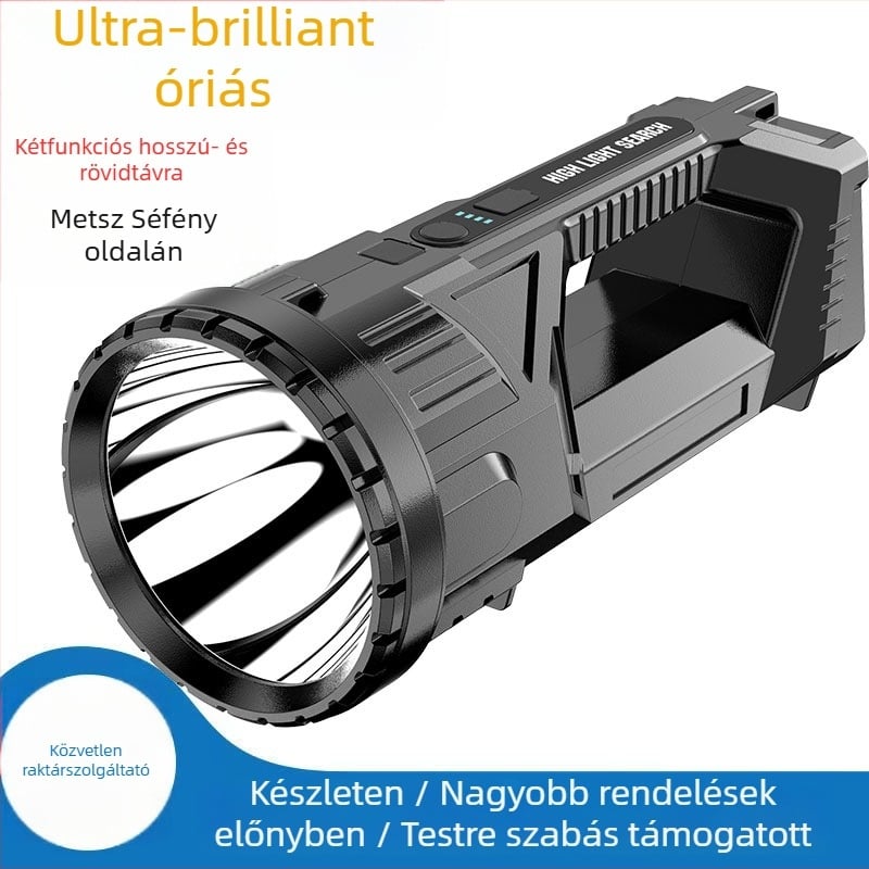 USB robbanásbiztos LED zseblámpa COB oldalsó fénnyel, vízálló kültéri vészfény, 5W, 1200mAh újratölthető, 100–200m hatótáv