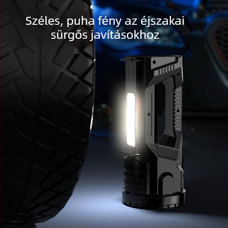 USB robbanásbiztos LED zseblámpa COB oldalsó fénnyel, vízálló kültéri vészfény, 5W, 1200mAh újratölthető, 100–200m hatótáv