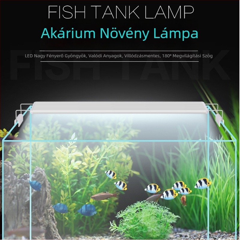 Ultra vékony LED akváriumi lámpa vízi növényekhez, kihúzható klipszes lámpatest