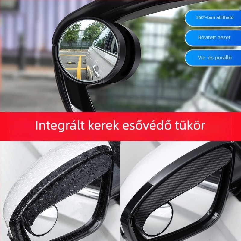 Chenyi ABS univerzális autó holttér-oltája – 360°-os tolató tükör esővédővel, univerzális illeszkedés, rögzítés klip + ragasztó