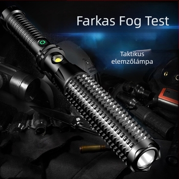 Önvédelmi LED elemlámpa COB és 3W LED-del (3W + COB; 18650 800 mAh elem; 360° forgás; kézi tekercs üzemmód)