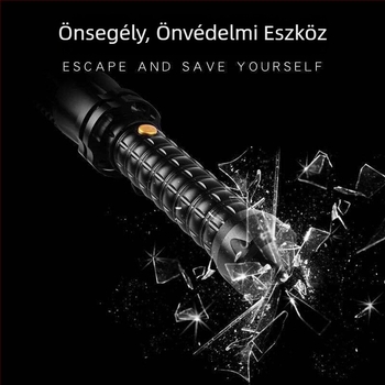 Önvédelmi LED elemlámpa COB és 3W LED-del (3W + COB; 18650 800 mAh elem; 360° forgás; kézi tekercs üzemmód)