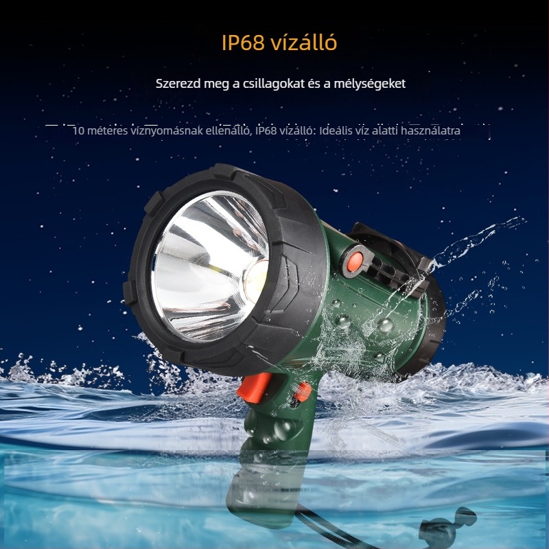 IP68 vízálló újratölthető LED zseblámpa, 15W SST40, 4400mAh, 200–500 m hatótávolság
