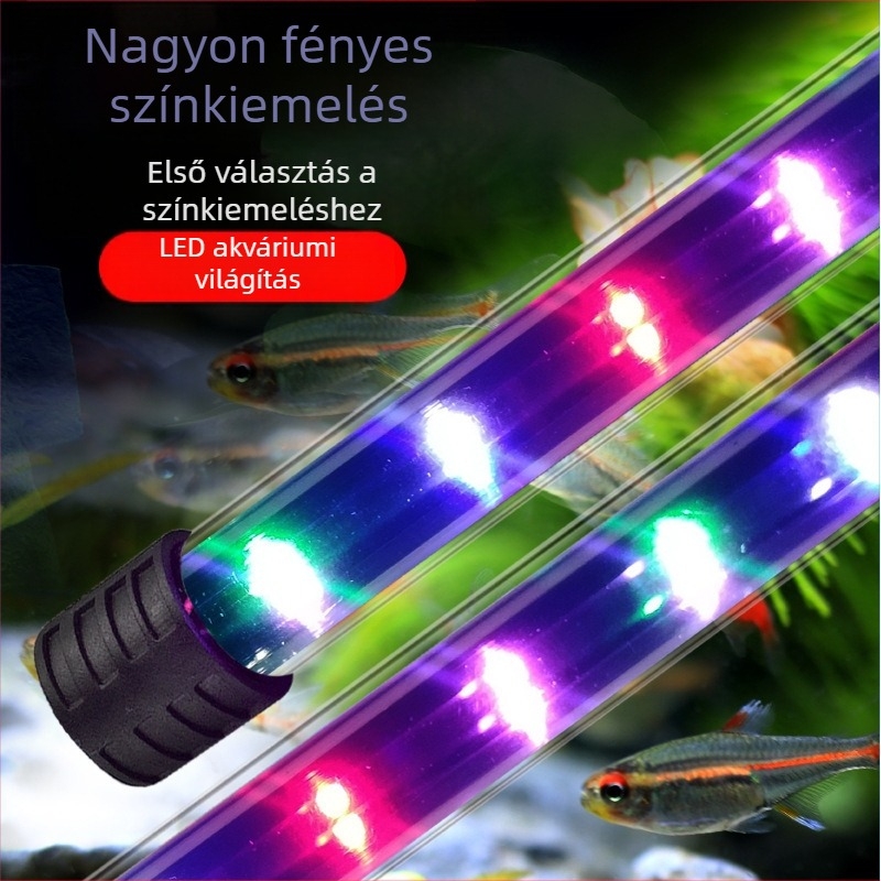 Beható LED akváriumi fény növényekhez, vízálló, PVC/üveg, T4-20 modell, 3–12W, 150 g