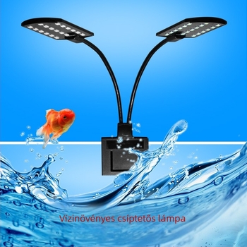 LED klipszes akváriumi lámpa, növény világítás akváriumba, erős LED világítás, dupla fej vagy egy fej, kreatív kialakítás