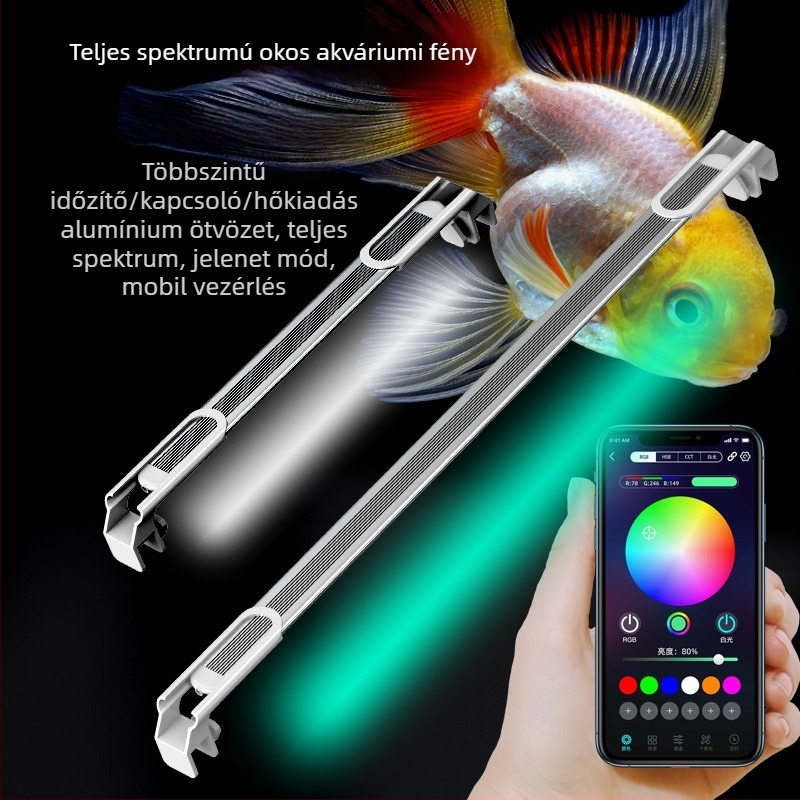 Anxin Bao akvarisztikai lámpa távirányítású intelligens vezérléssel, teljes spektrum, jelenetváltás