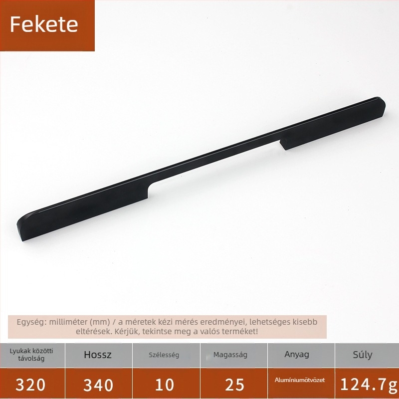 Gardróbajtó-fogantyú, modell F077, alumíniumötvözet, öntés nyomás alatt, rúd alakú, felületi rögzítés