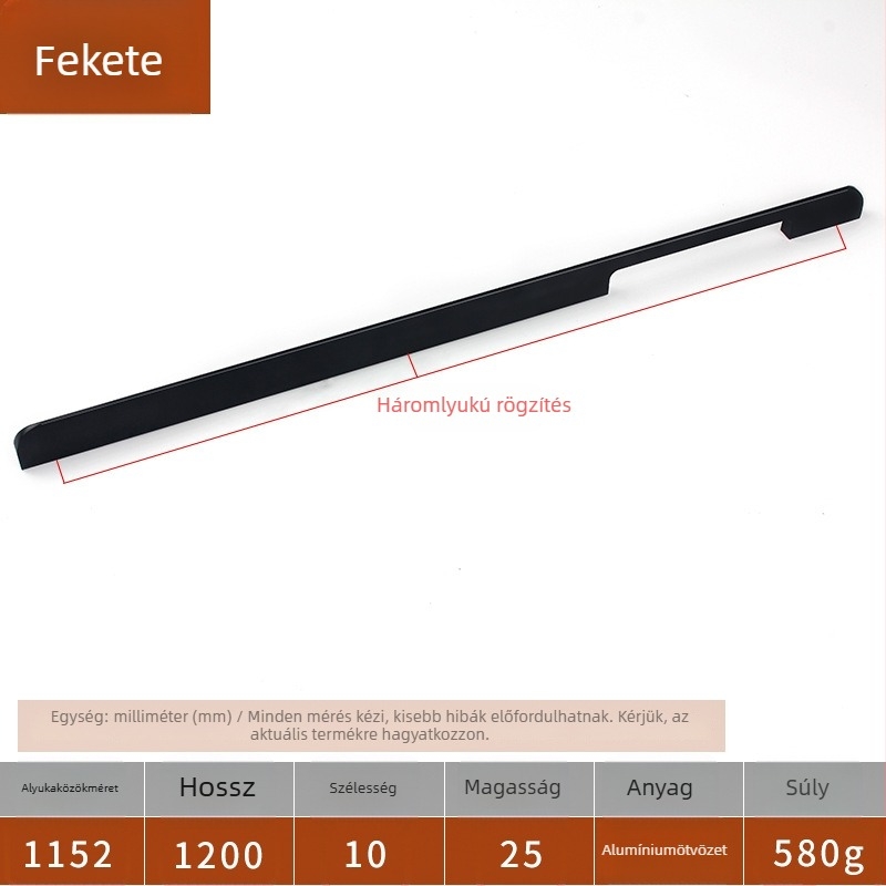 Gardróbajtó-fogantyú, modell F077, alumíniumötvözet, öntés nyomás alatt, rúd alakú, felületi rögzítés