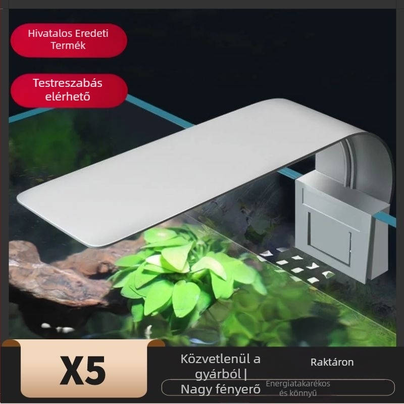 X5 Akvárium LED clip lámpa, nagy fényerő, kék-fehér fény, vékony kivitel, kis akváriumokhoz