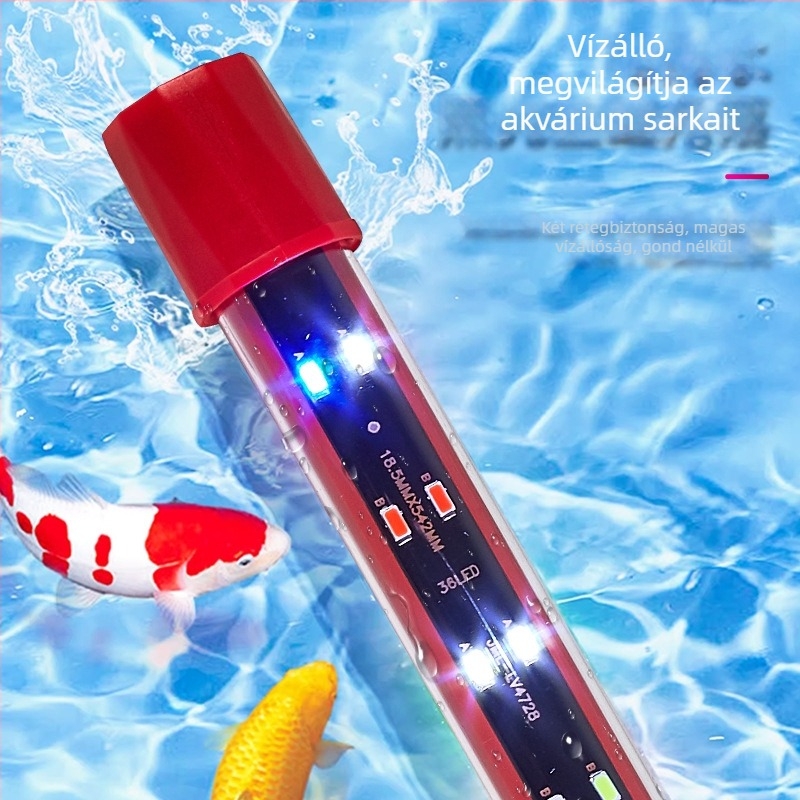T8 LED vízálló alatti akváriumi világítás, színváltó, drákóhalak számára