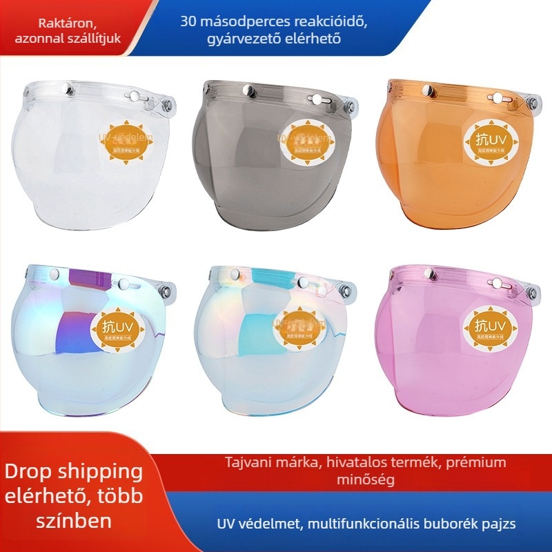 Buborék tükrös sisakvisor motorkerékpárhoz - UV védelem, szemvédelem, homokvédelem, Márka JEF, Modell JEF