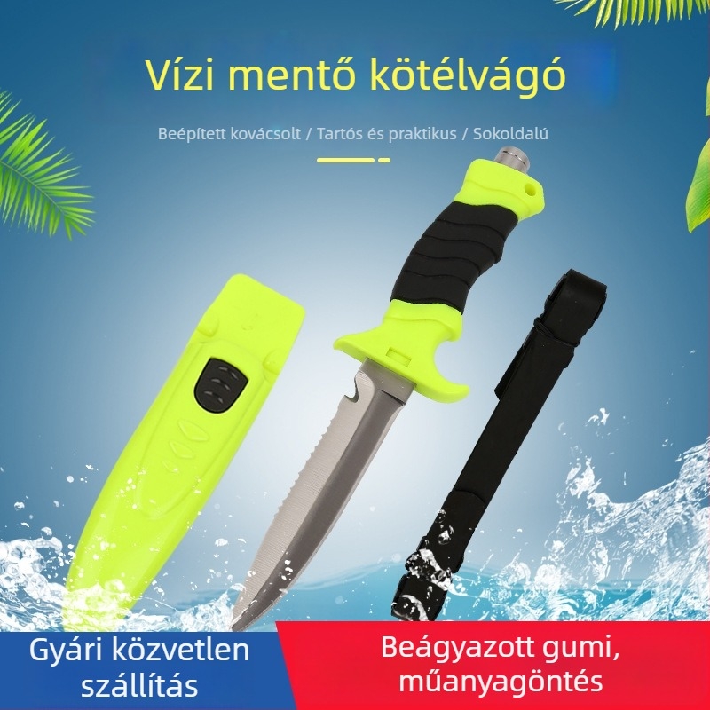 Runxiang Vízmentő Kötelevágó Kés — rozsdamentes acél, többfunkciós, világító, vízi mentéshez és tűzvédelmi beavatkozásokhoz