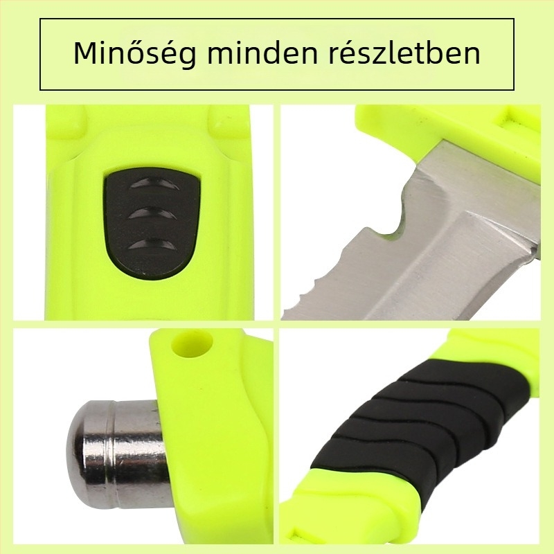 Runxiang Vízmentő Kötelevágó Kés — rozsdamentes acél, többfunkciós, világító, vízi mentéshez és tűzvédelmi beavatkozásokhoz