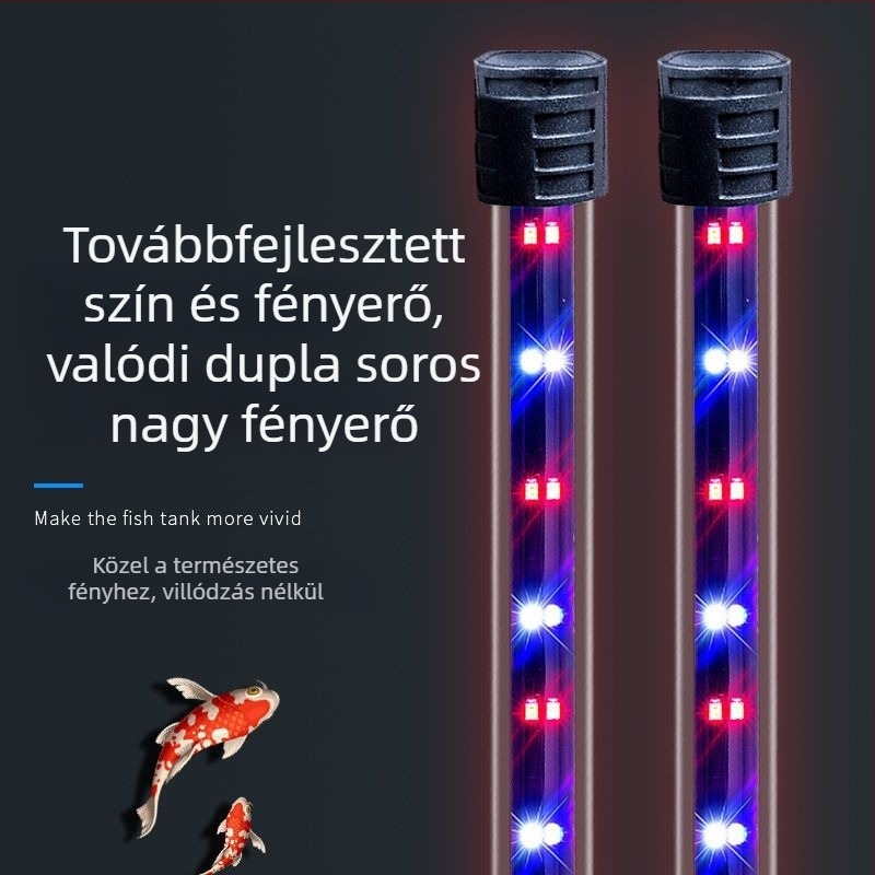 Akvaris világítás, vízálló merülő fénycső, kis akvárium, teljes spektrumú dísznövény világítás, sárkányhal lámpa