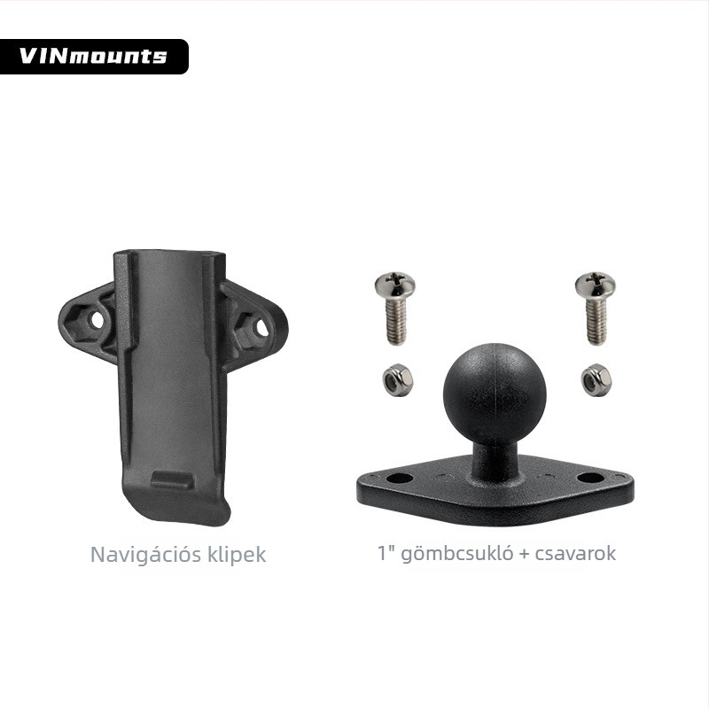 VINmounts VIN-JM-01 Garmin navigációhoz: megerősített nylon + alumínium ötvözet tartó, 1 hüvelykes gömbfej
