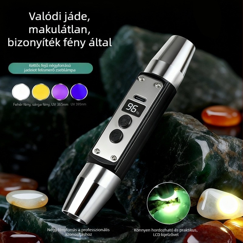 Jade ékszerazonosító zseblámpa – alumíniumötvözet; 20W; LED (UV fény 365 nm); 2000 mAh; 350+ lm