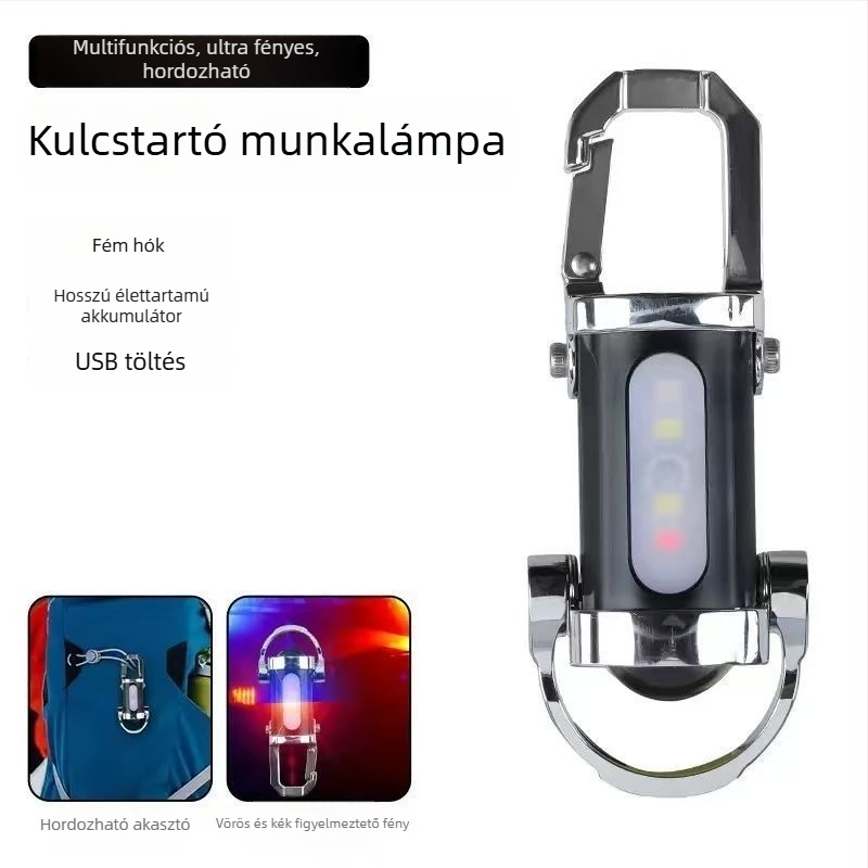 Kulcstartó LED zseblámpa, kézi töltés, 1W, akkumulátor kapacitás 400, hatótávolság 50 m