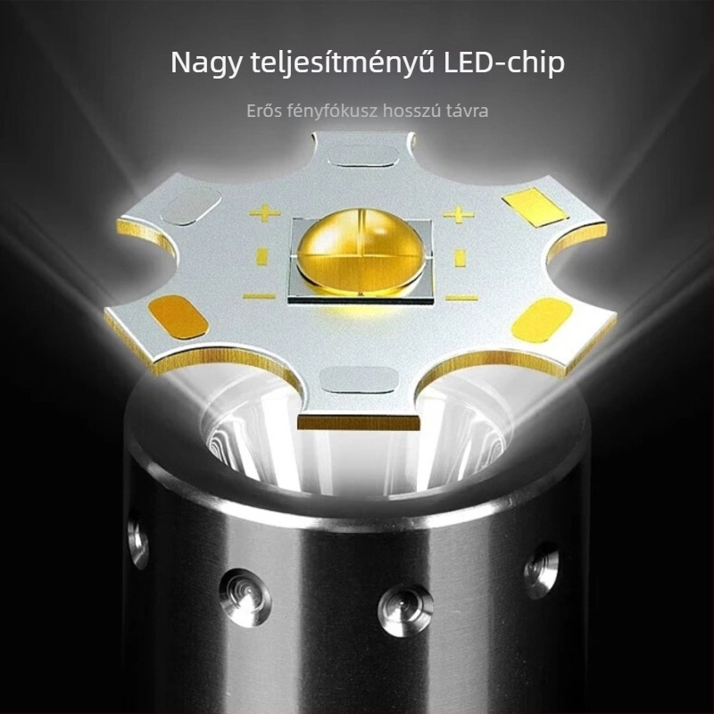 Goread búvár LED zseblámpa, 5W, 2000mAh újratölthető akkumulátor, 18650-es töltés, hatótáv 100–200 m