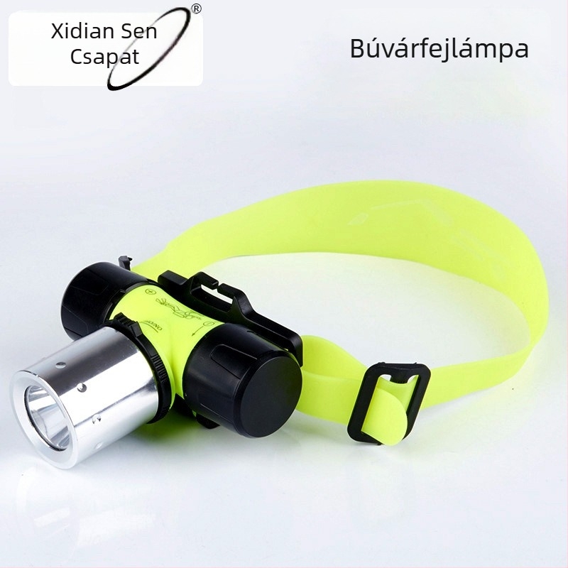 Búvár LED fejlámpa, 5W LED, 18650-es akkumulátorról működik, ABS ház, 100–200 m fénysugár