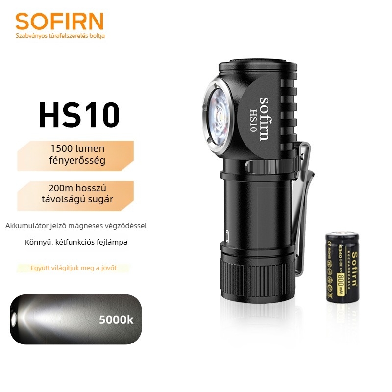 Sofirn HS10 LED fejlámpa - kettős használat (kézben/fejre), 10W, 800mAh, 1000 lm