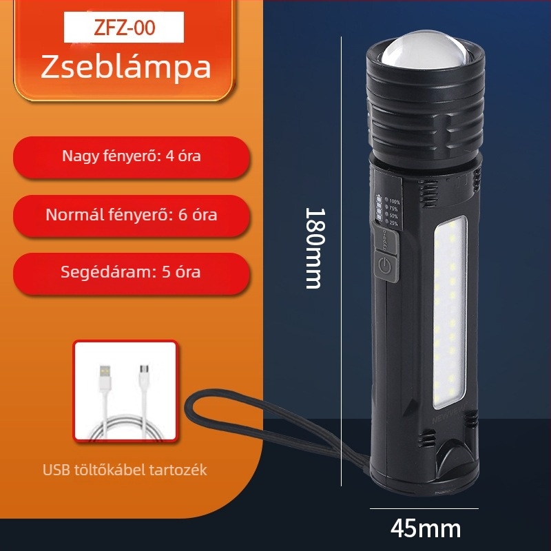 Kültéri lézeres zseblámpa, újratölthető, 20 W, 4800 mAh, 360° forgás, hatótáv ≥ 500 m