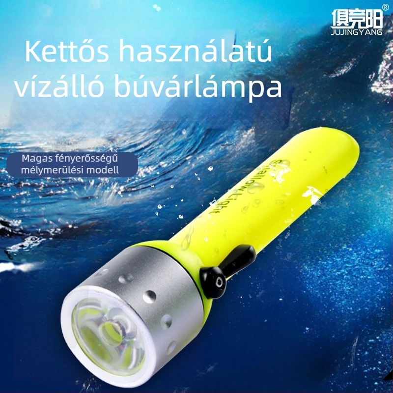 Búvár LED zseblámpa, vízálló, 5W, LED fény, 4x AA elem, hatótáv 50–100 m