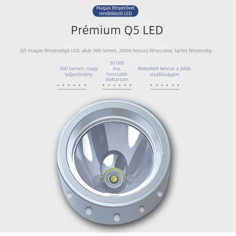 Búvár LED zseblámpa, vízálló, 5W, LED fény, 4x AA elem, hatótáv 50–100 m