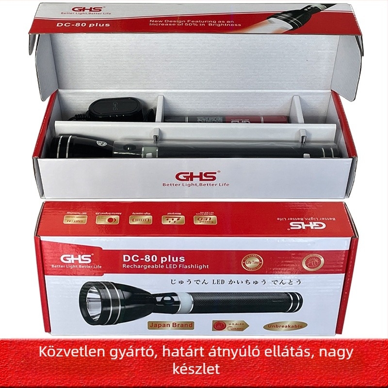 LED elemlámpa alumíniumöntvényből – 1000 lm, >500 m hatótávolság, 2000 mAh akkumulátor, 5 W