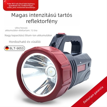 Újratölthető LED elemlámpa kültéri használatra, vízálló, nagy fényerő, többfunkciós kézi keresőfény (test: mérnöki műanyag)