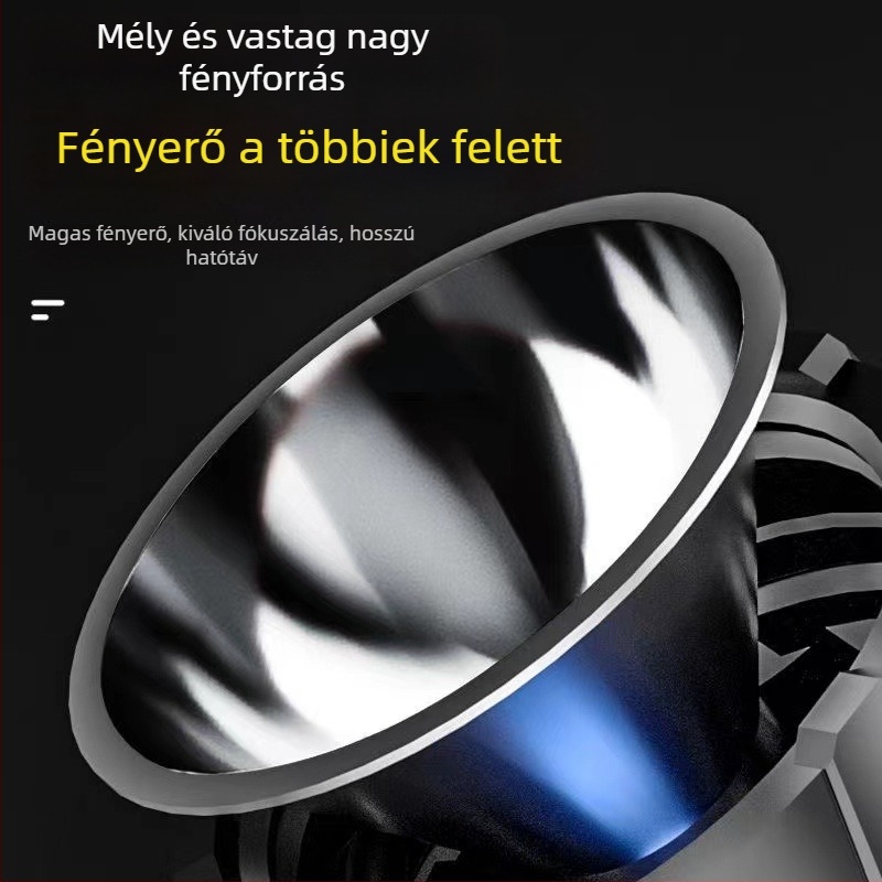 Kézben tartható LED zseblámpa napelemes és USB töltéssel, kézi generátoros működés, 4200mAh, 20W, hatótávolság több mint 500 m