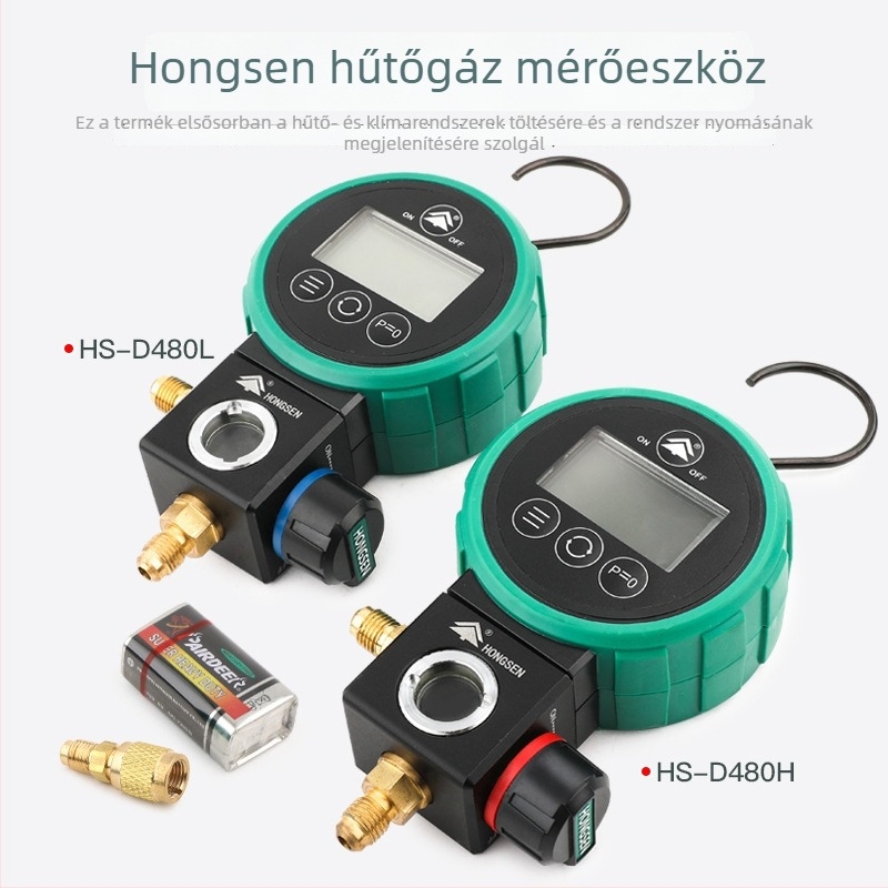 Hongsen HS-D480AH/L Digitális nyomásmérő hűtőközeghez, klímaberendezésekhez — magas és alacsony nyomás