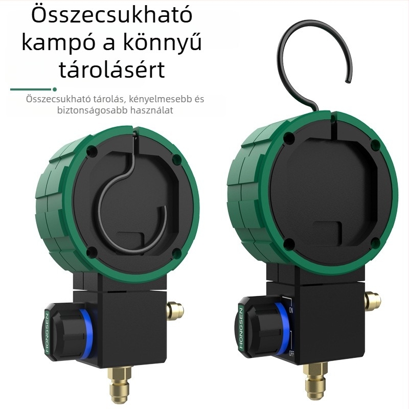 Hongsen HS-D480AH/L Digitális nyomásmérő hűtőközeghez, klímaberendezésekhez — magas és alacsony nyomás