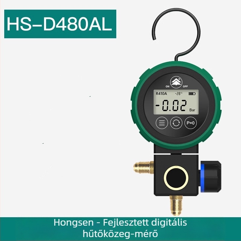 Hongsen HS-D480AH/L Digitális nyomásmérő hűtőközeghez, klímaberendezésekhez — magas és alacsony nyomás