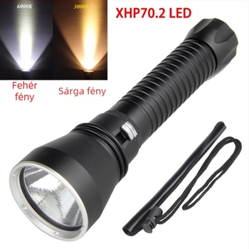 XHP70.2 LED elemlámpa, alumínium ötvözet, 30W, 200-500 m fénysugár, 26650 akkumulátor (nincs benne)
