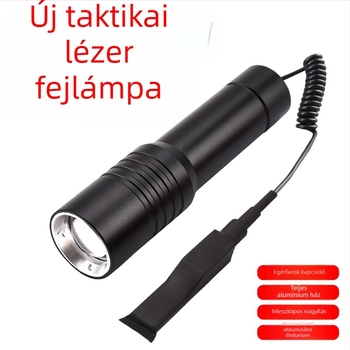 Optikai zoomos taktikai zseblámpa, LED 10W, újratölthető Li-ion akkumulátor, hatótávolság 200–500 m, 360°-os forgás