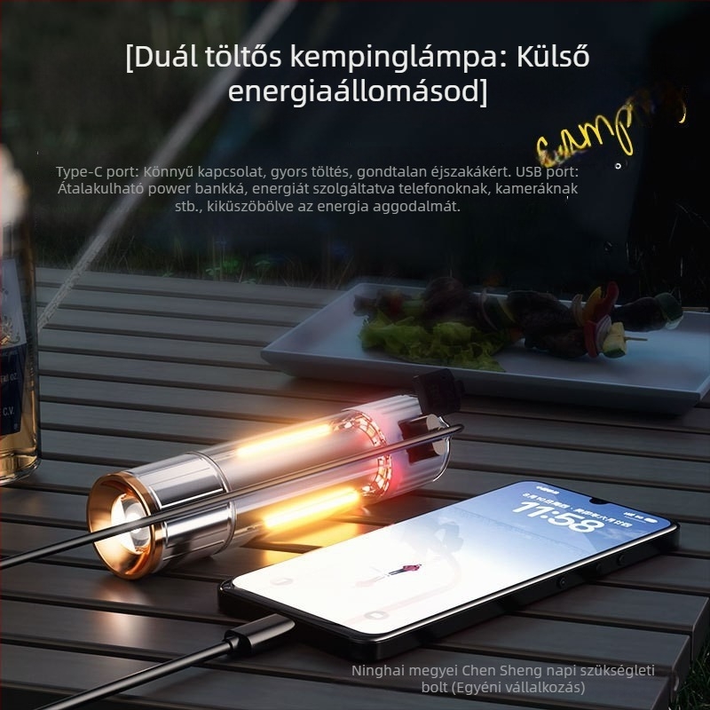 Új hordozható kültéri multifunkcionális LED zseblámpa sátorvilágítással — LED, 10W, 1800mAh, több fényforrás