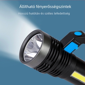 LED elemlámpa – hosszú hatótáv, újratölthető, 5W, 1500 mAh, hatótáv 100–200 m