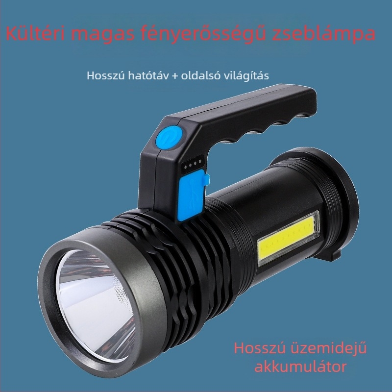 LED elemlámpa – hosszú hatótáv, újratölthető, 5W, 1500 mAh, hatótáv 100–200 m