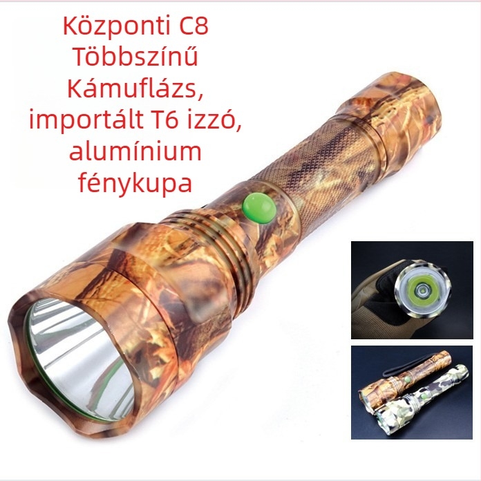 LED kézi zseblámpa, újratölthető, 10W, alumíniumötvözet, hatótávolság 200–500 m