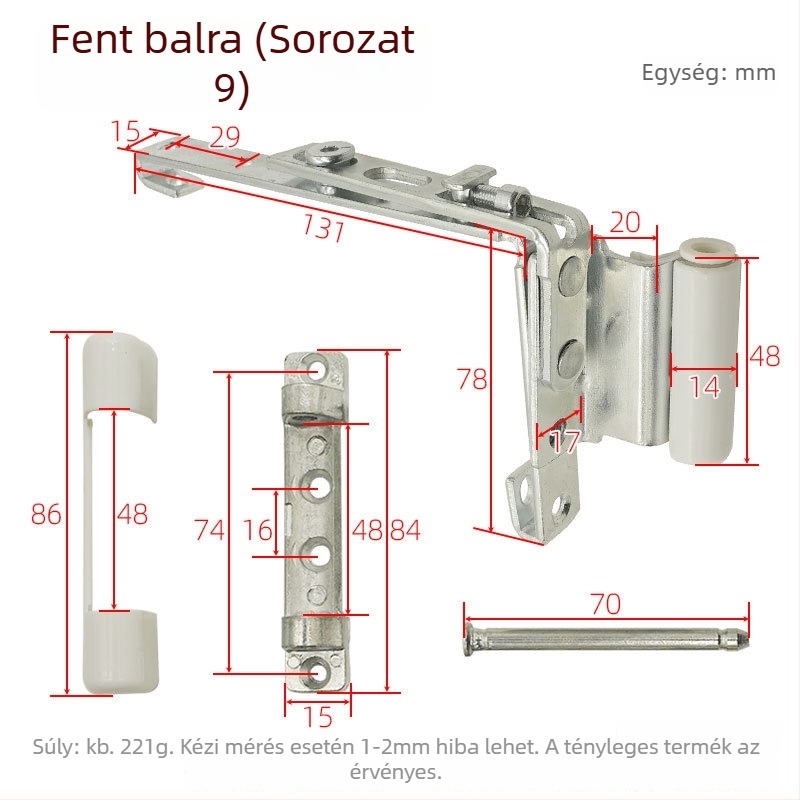 Ajtó- és ablakpánt vasból, galvanizált felülettel, általános vastag pánt, modell Corner hinge
