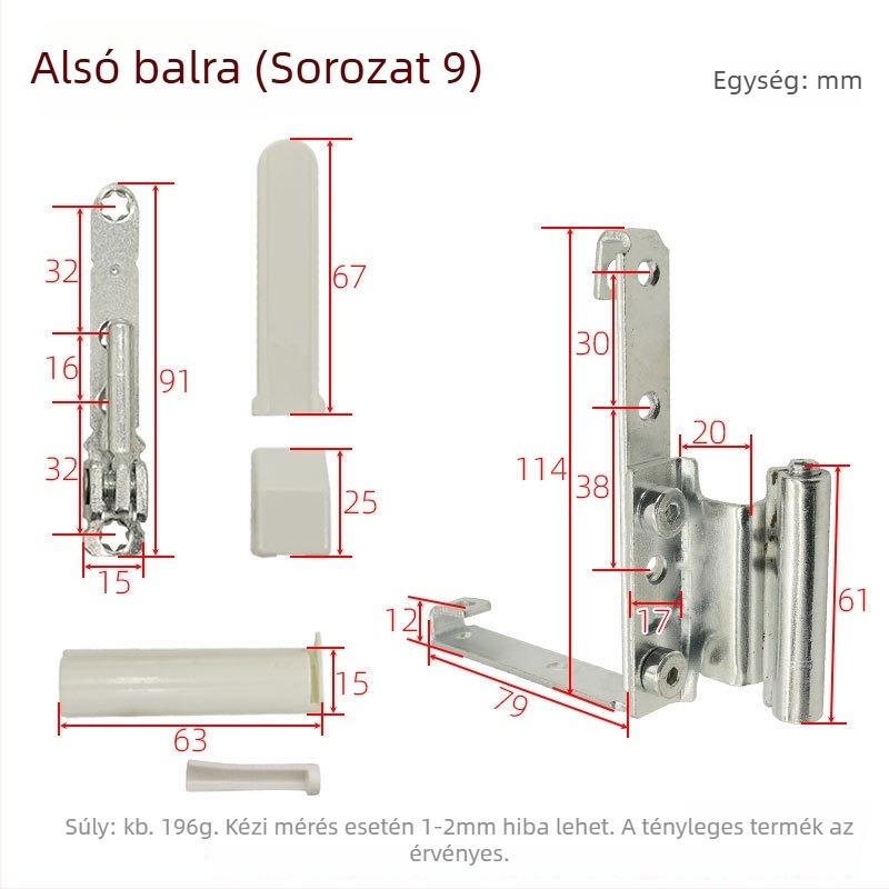 Ajtó- és ablakpánt vasból, galvanizált felülettel, általános vastag pánt, modell Corner hinge