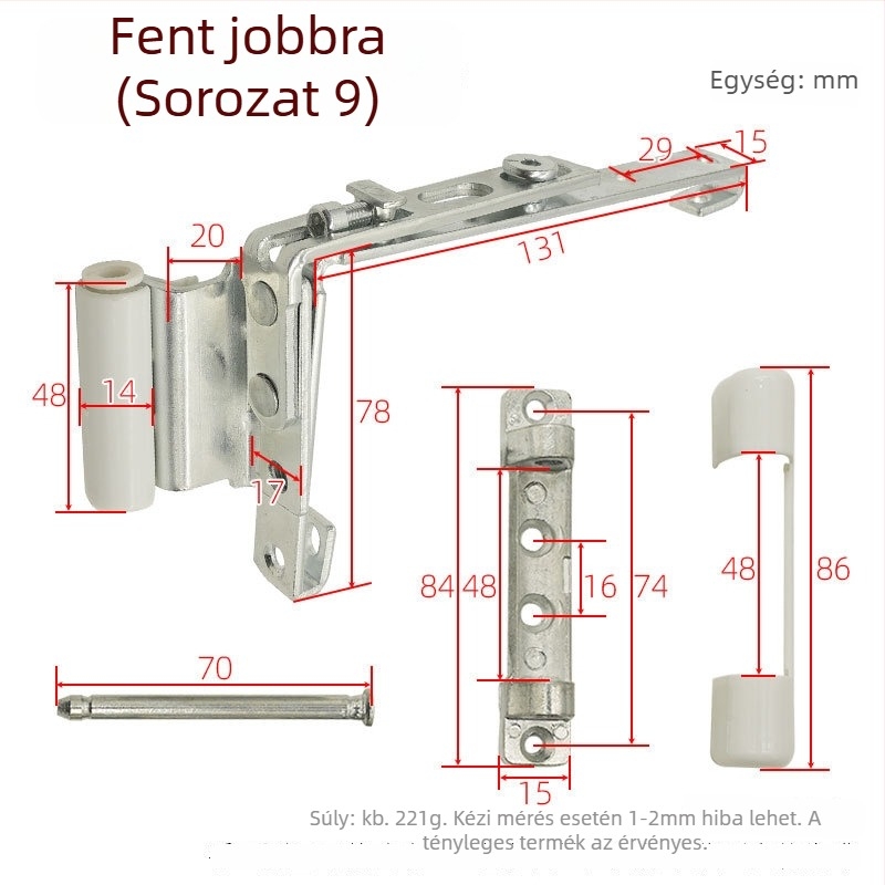 Ajtó- és ablakpánt vasból, galvanizált felülettel, általános vastag pánt, modell Corner hinge