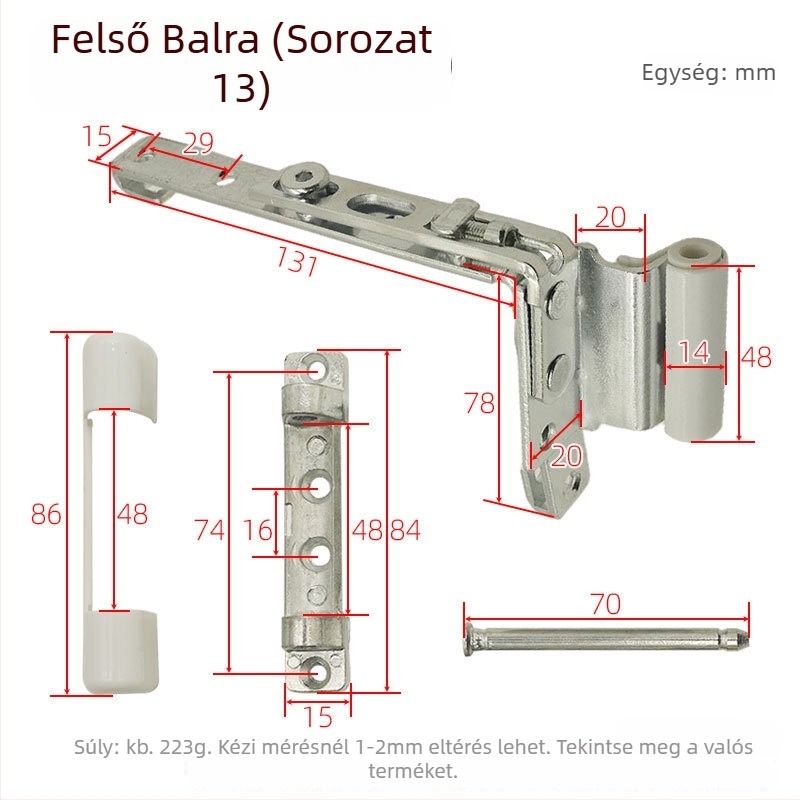 Ajtó- és ablakpánt vasból, galvanizált felülettel, általános vastag pánt, modell Corner hinge