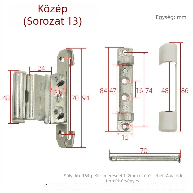 Ajtó- és ablakpánt vasból, galvanizált felülettel, általános vastag pánt, modell Corner hinge