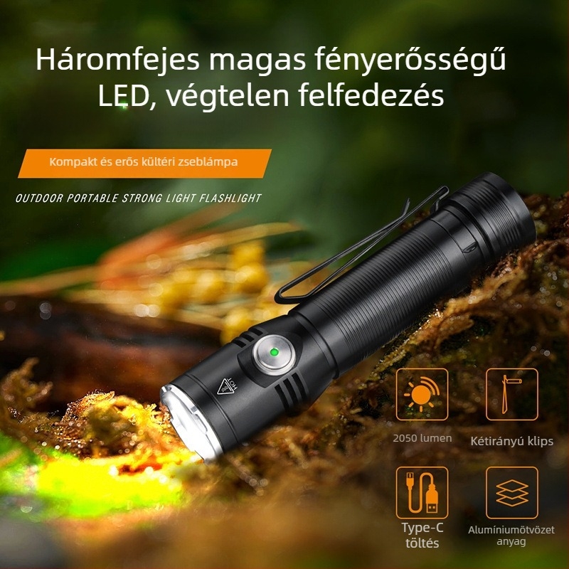 Kültéri zseblámpa 20W, 350+ lm, 1x18650 akkumulátor, vízálló, hatótávolság 200 m-ig