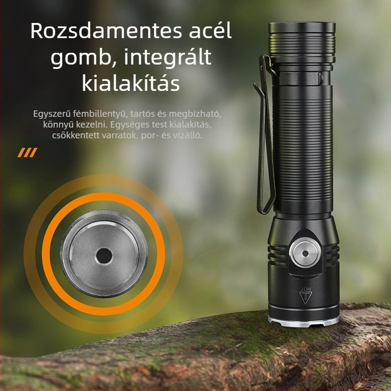 Kültéri zseblámpa 20W, 350+ lm, 1x18650 akkumulátor, vízálló, hatótávolság 200 m-ig
