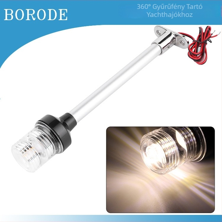 LED tengeri navigációs lámpa állvánnyal, 360° fény, 12-24V, 316 rozsdamentes acél